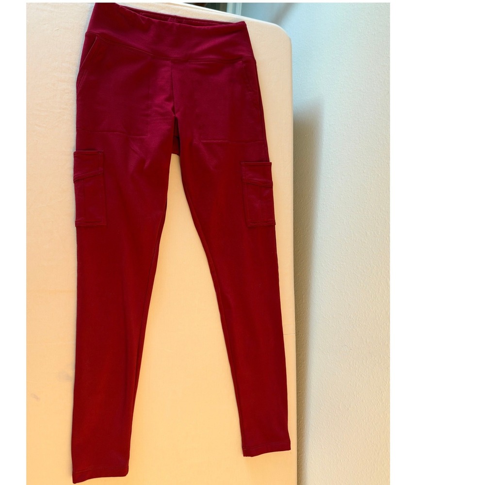 Victorias Secret PINK Active Cargo Leggings Red High Waist Pockets Womens Small
